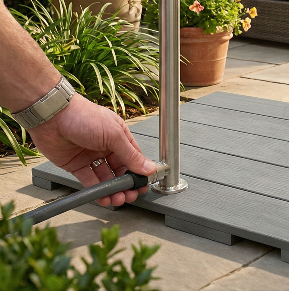 Foot Fountain Gray garden hose connection
